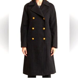 Rebecca Minkoff Officer’s Women Wool Black Double Breasted Timeless Peacoat Sz L